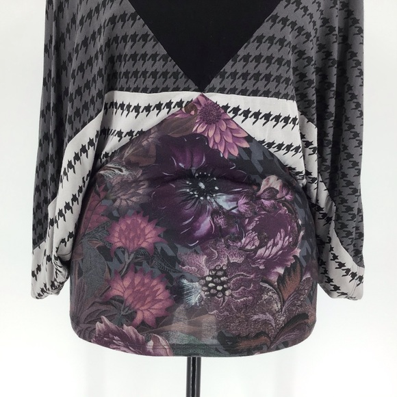 Smash Pattern Blocked Dolman Sleeve Blouse, Medium - Picture 6 of 16